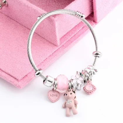 Stainless Steel Bear Pendant: Adorable Designer Charms for DIY Bracelet Creation