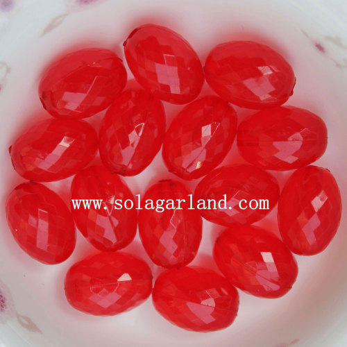 Jelly Acrylic Oval Faceted Beads με Bicone Shape Facets