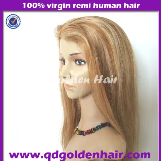 Golden Hair High Quality Remy Human Hair Long Natural Mixed Grey Wig