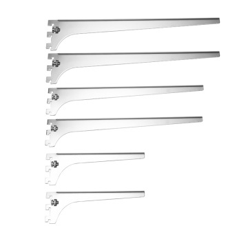 Custom Made Chrome Glass Shelf Brackets - Wood/Glass Holders for Slotted Channel