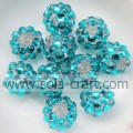 10 * 12MM Turquoise résine strass acrylique brillant perles de bijoux rondes en vrac