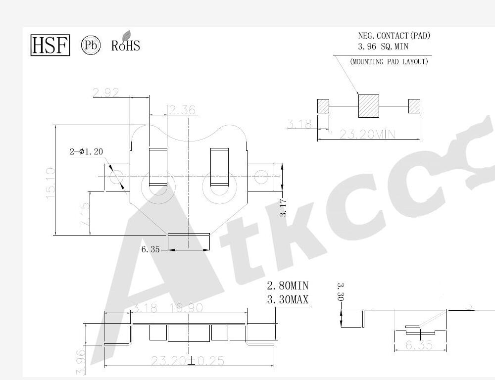 Contactos de batería para CR1632.CR1612.CR1616 CR1620.