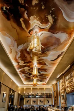 Contemporary down lighting chandelier gold