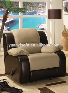 YRFC1113 Fabric and PVC Modern hot sale recliner chair with rocking and swivel
