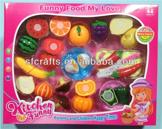 Funny Plastic cutting vegetable and fruits set toys