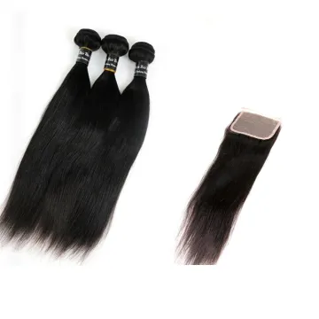 Wholesale Virgin Brazilian Human Hair Straight Hair Bundles With Closure