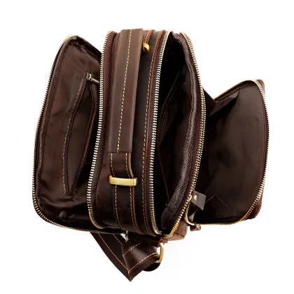 Vintage Leather Crossbody Bag for Men