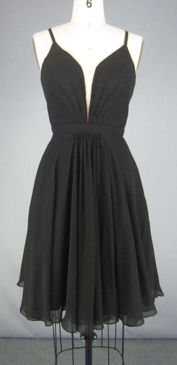 Knee Length Black Chiffon Dress Cocktail Dress