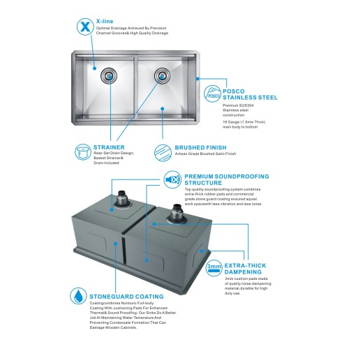 Undermount Kitchen Sink Rectangular Shape Under Mount Handmade Kitchen Sink Manufactory