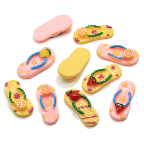 Kawaii Resin Fruit Slippers Charms Pendant Jewelry Flat Back Cabochon DIY Embellishments Accessory Party Decors