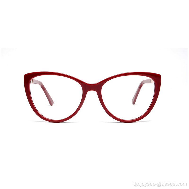Trendy Full -Frame -Frauen rotes Acetat optische Rahmenbrillen