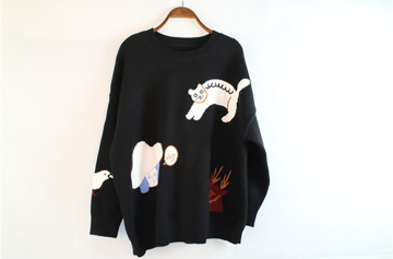 Dark Black Knitted Cashmere Sweater