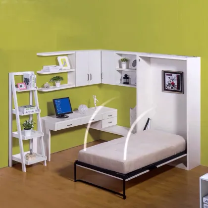 Folding Hidden Murphy Bed with Bookshelf