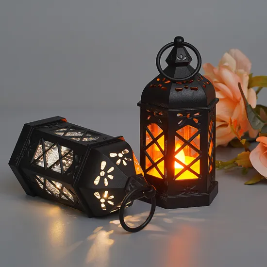 Wholesale Portable LED Hexagonal Wind Light Black Halloween Hand Lantern