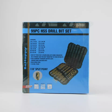 Vendre à chaud 99pcs Ti-Coated Twist Drill Bit Set 118 degrés HSS Drill Bits pour métal, bois et plastique