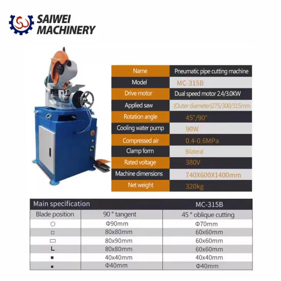 MC-315B Semi-Automatic Pipe Cutting Machine for Stainless Steel