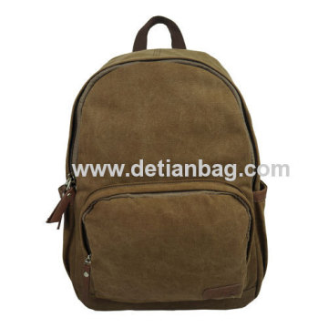 Fashion Cool Brown Canvas School Backpack For Boys For College 