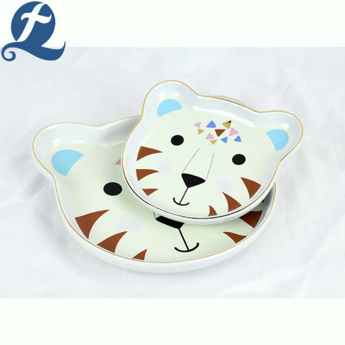 Cartoon leopard face shape ceramic pet feeding bowl