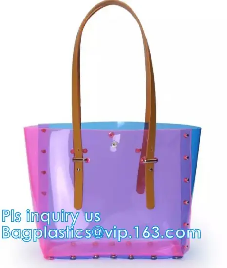 PVC Shopping Bag Security Work Tote Shoulder Bag Womens Handbag, pvc transparent women summer handbag