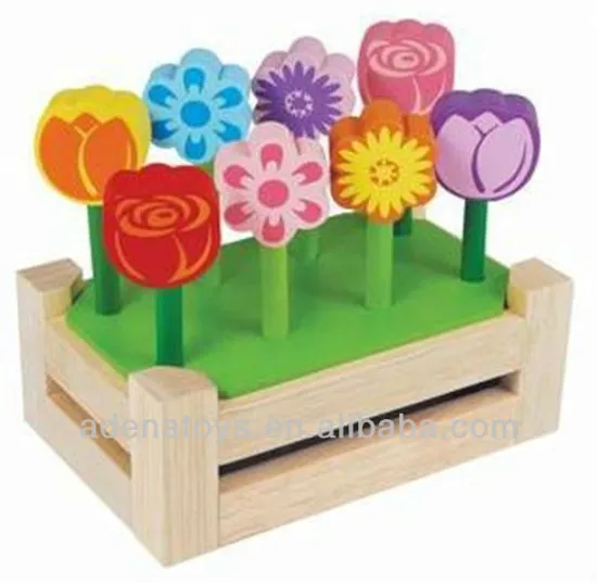 WOODEN FLOWER PLAY SET PRETEND IMAGINATION ROLE PLAY