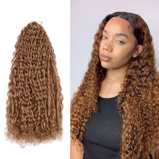 Wholesale 24Inch Soft Long Wavy Ombre Blonde Brown Braids Kinky Curly Water Deep Wave Crochet Braiding Synthetic Hair Extensions