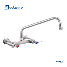Double Handles Wall Mounted Kitchen Sink Faucet