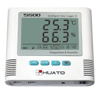 เครื่องบันทึกข้อมูลอุณหภูมิความชื้น Huato S500-th ด้วยฟังก์ชั่นการพิมพ์แบบเรียลไทม์
