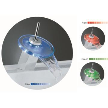 Glass LED waterfall Basin  Mixer