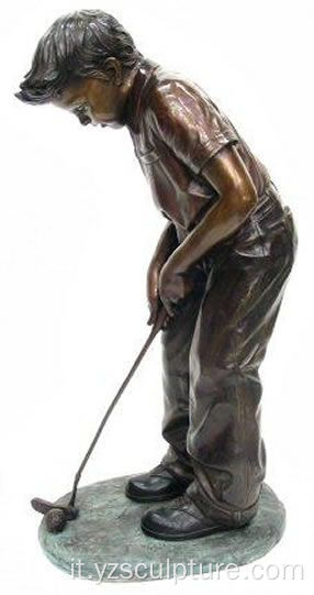 Bronzo Boy Golf Statue in vendita