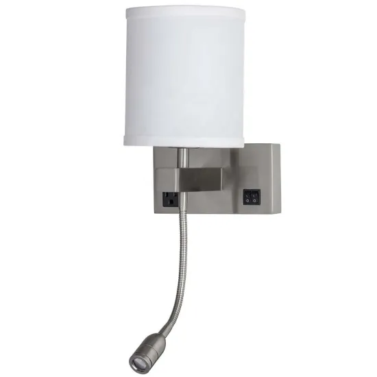 Modern Hotel Guest Room Brushed Nickel Wall Sconce