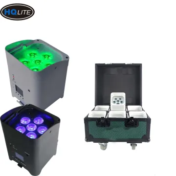 Wireless DMX LED Stage Lighting: Dj Wedding Club 6*18W RGBWAVU Uplights - Battery Operated