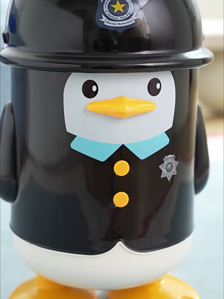 Creative Cartoon Penguin Trash Can Large Capacity Lid Open Waste Bin