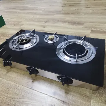 Kitchen Cooking Utensils Desktop Tempered Glass Gas Cooker 3 Burners Cooktops