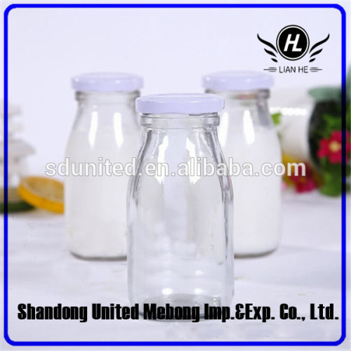 200ml clear glass milk bottle with tinplate cap