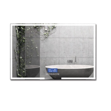 Smart LED Backlit Wall Hung Bathroom Mirror with Touch Screen LCD