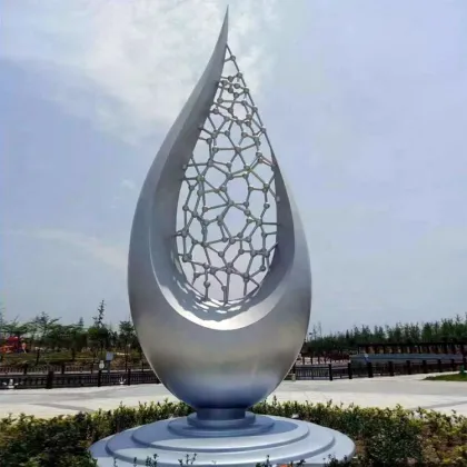 Abstract polished stainless steel pigeon sculpture