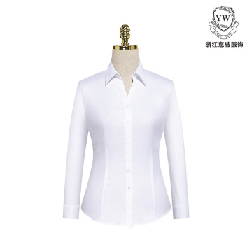 MTV-164 White Twill Women's Long Sleeve Blouse