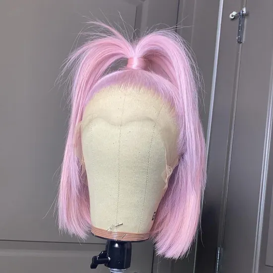 Cheap Straight Bob Human Hair Swiss HD Lace Front Bob Wigs1b/613 Blonde Pink Gray Hot Pink Neon Purple Hair Ombre Color Short