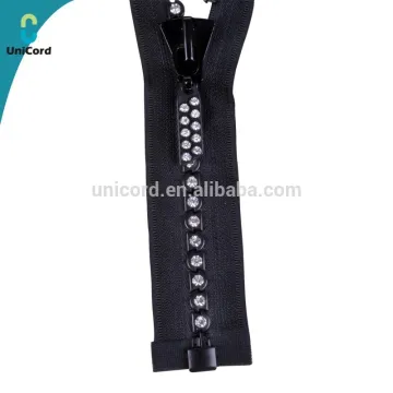 No.5 diamond zipper one rhinestones in a row rhinestone zipper puller black tape crystal zipper