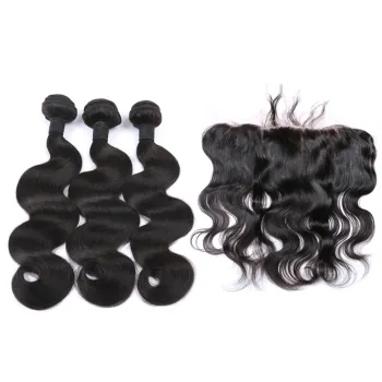 Wholesale Brazilian hair ear to ear 13*4 frontal lace closure with bundles