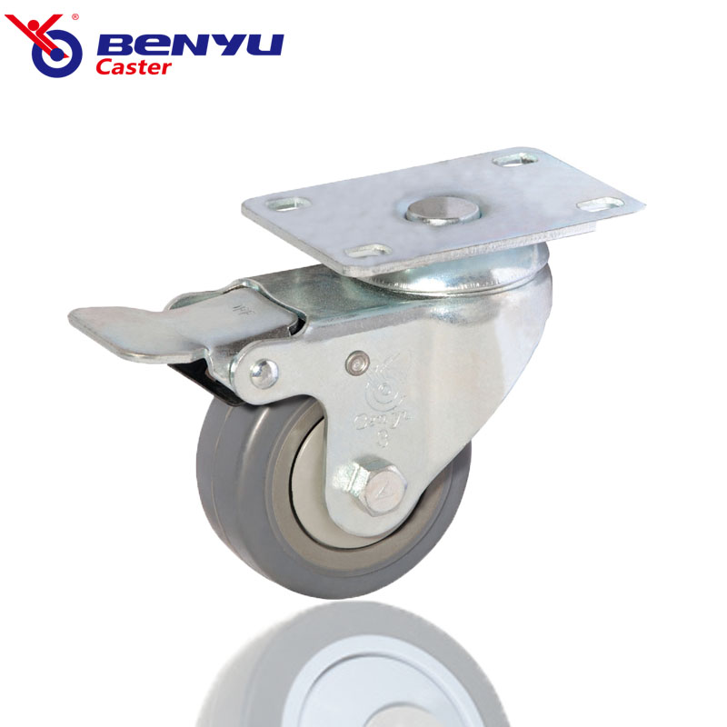Gray TPR Universal Caster with Brake Cart Casters