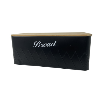 Bamboo Lid Vintage Galvanized Metal Bread Storage Box