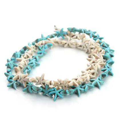 DIY 13x13mm White Turquoise Stone Seastar Beads for Girls Bracelets