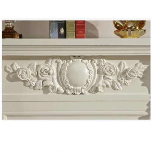 Custom Carved Indoor White Wood Mantel Electric Fireplace