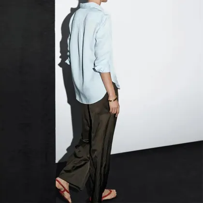Women's versatile minimalist style satin wide leg pants casual pants