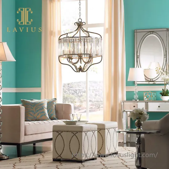 Creative trendy gold brass drop shape glass beads chandelier & pendant light for bedroom