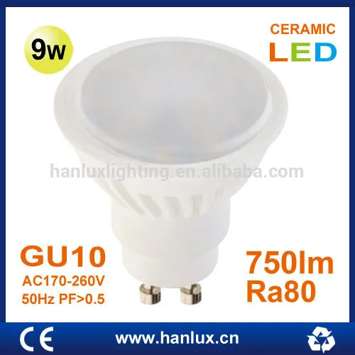 GU10 9W 750lm Ra80 IC LED driver LED bulb