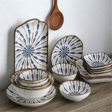 Luxury Porcelain Dinnerware Set: 16-24-30 Pcs Durable Embossed Plates with Golden Rim