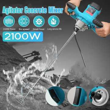 2100W Industrial Grade Mixer 6 Gear Electric Speed Control 220V Handheld Paint Cement Plaster Mortar Coating Powder Mixer