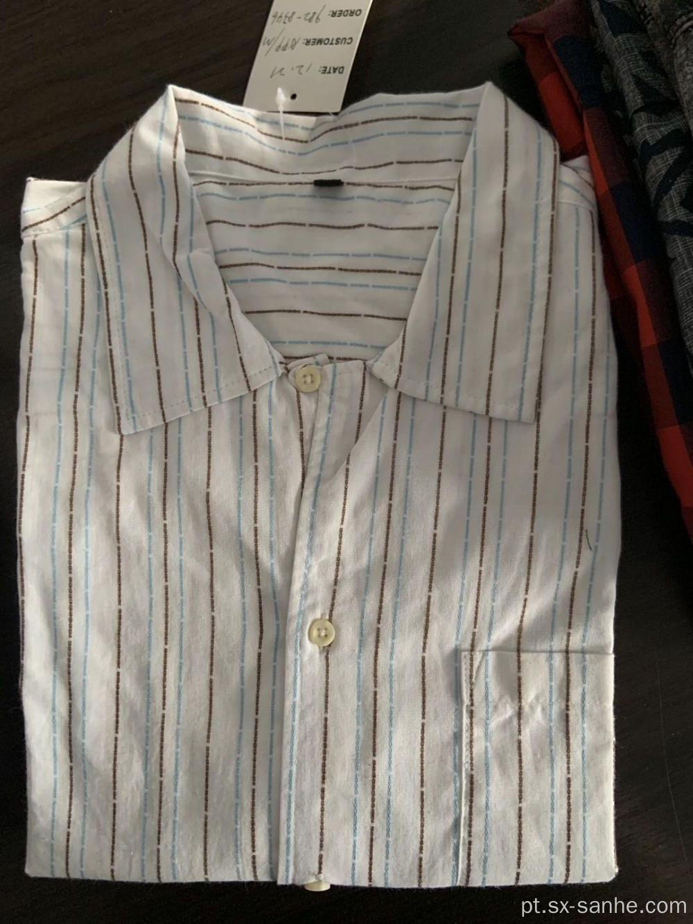 Camisa de algodão listrada masculina elegante